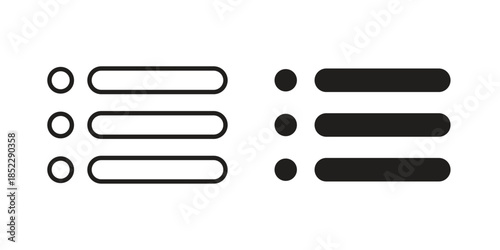 Bulleted list icons for apps and print media. Editable stroke and flat icons