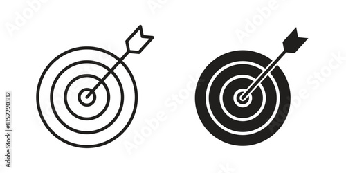 Bulls eye icons for apps and print media. Editable stroke and flat icons
