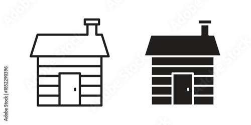 Cabin icons for apps and print media. Editable stroke and flat icons