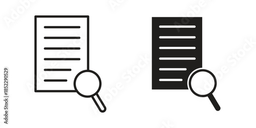 Case study icons for apps and print media. Editable stroke and flat icons