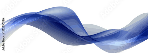 Abstrakcyjna, falująca, niebieska wstęga z efektem przezroczystości na białym tle, idealna do tła cyfrowego.