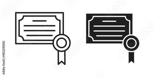 Certificate icons for apps and print media. Editable stroke and flat icons