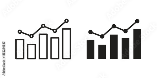 Chart icons for apps and print media. Editable stroke and flat icons