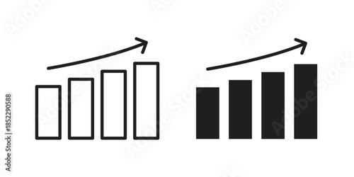 Chart icons for apps and print media. Editable stroke and flat icons