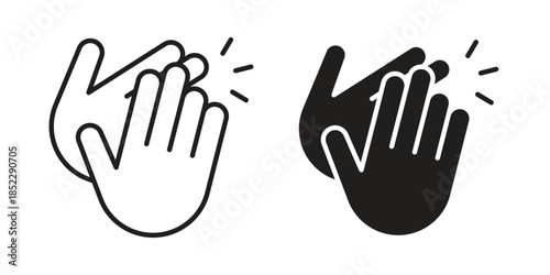 Clap icons for apps and print media. Editable stroke and flat icons