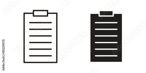 Clipboard icons for apps and print media. Editable stroke and flat icons