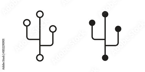 Code branch icons for apps and print media. Editable stroke and flat icons