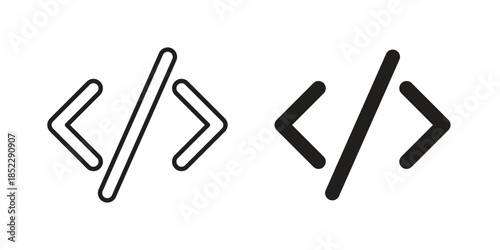 Code icons for apps and print media. Editable stroke and flat icons