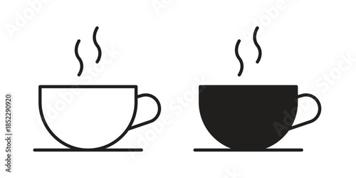 Coffee icons for apps and print media. Editable stroke and flat icons