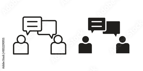 Communication icons for apps and print media. Editable stroke and flat icons