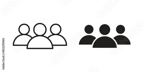 Community icons for apps and print media. Editable stroke and flat icons