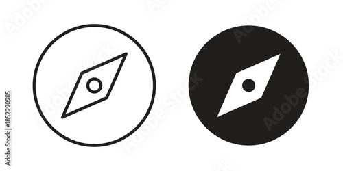 Compass icons for apps and print media. Editable stroke and flat icons