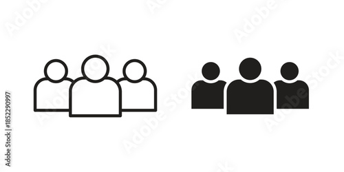 Community icons for apps and print media. Editable stroke and flat icons