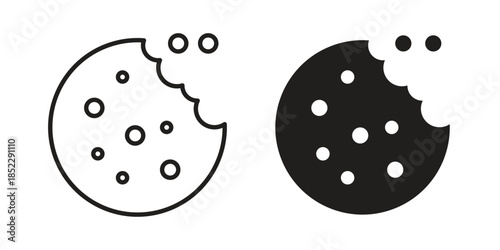 Cookie icons for apps and print media. Editable stroke and flat icons