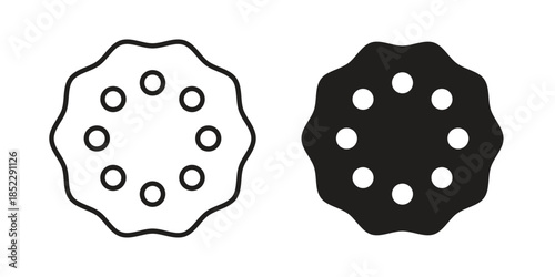 Cookie icons for apps and print media. Editable stroke and flat icons