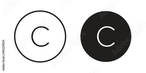 Copyright icons for apps and print media. Editable stroke and flat icons