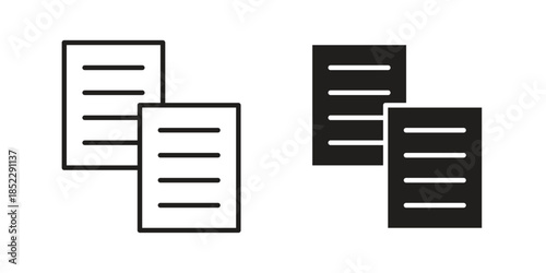 Copy icons for apps and print media. Editable stroke and flat icons
