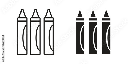 Crayon icons for apps and print media. Editable stroke and flat icons