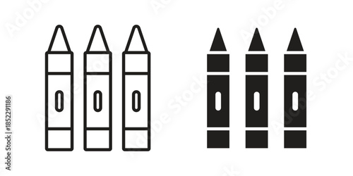 Crayon icons for apps and print media. Editable stroke and flat icons