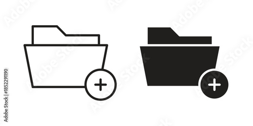 Create folder icons for apps and print media. Editable stroke and flat icons