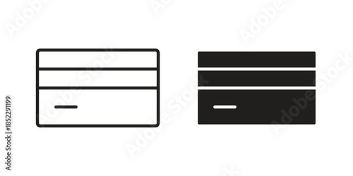 Credit card icons for apps and print media. Editable stroke and flat icons