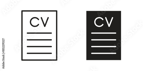 CV icons for apps and print media. Editable stroke and flat icons