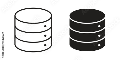 Database icons for apps and print media. Editable stroke and flat icons