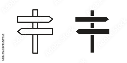 Directions icons for apps and print media. Editable stroke and flat icons