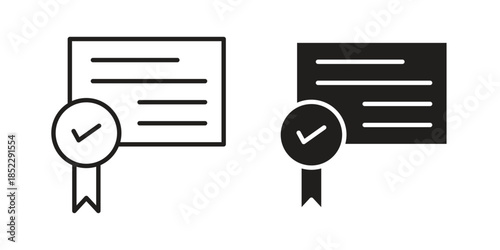 Diploma icons for apps and print media. Editable stroke and flat icons