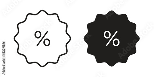 Discount icons for apps and print media. Editable stroke and flat icons