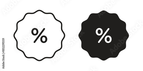 Discount icons for apps and print media. Editable stroke and flat icons
