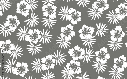Seamless floral pattern based on traditional folk art ornaments. Colorful flowers on color background. Scandinavian style. Sweden nordic style. Vector illustration. Simple minimalistic pattern.
