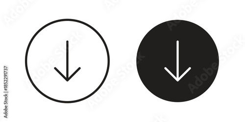 Download button icons for apps and print media. Editable stroke and flat icons