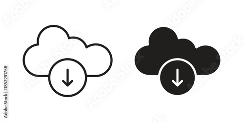Download from Cloud icons for apps and print media. Editable stroke and flat icons