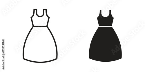 Dress icons for apps and print media. Editable stroke and flat icons