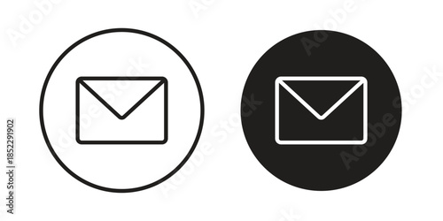 Email button icons for apps and print media. Editable stroke and flat icons