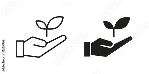 Environment icons for apps and print media. Editable stroke and flat icons