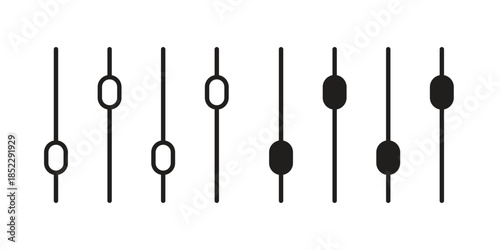 Equalizer icons for apps and print media. Editable stroke and flat icons