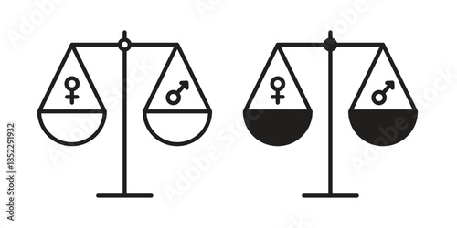 Equality icons for apps and print media. Editable stroke and flat icons