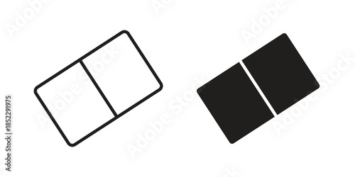 Eraser icons for apps and print media. Editable stroke and flat icons