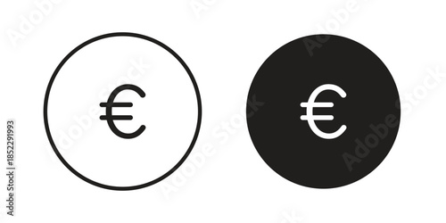 Euro icons for apps and print media. Editable stroke and flat icons