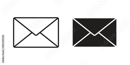 Envelope icons for apps and print media. Editable stroke and flat icons