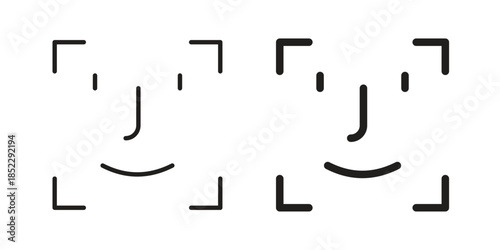 Face id icons for apps and print media. Editable stroke and flat icons