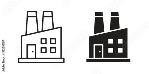 Factory icons for apps and print media. Editable stroke and flat icons