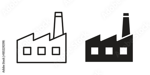 Factory icons for apps and print media. Editable stroke and flat icons