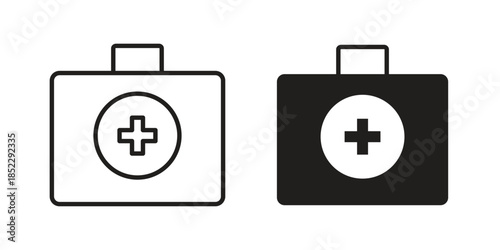 First aid icons for apps and print media. Editable stroke and flat icons