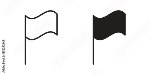 Flag icons for apps and print media. Editable stroke and flat icons