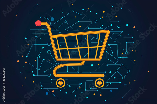E commerce shopping cart illustration digital retail online purchasing and modern technology concept
