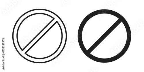 Forbidden icons for apps and print media. Editable stroke and flat icons