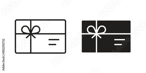 Gift card icons for apps and print media. Editable stroke and flat icons